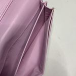 Coach Signature C Snap Close Long Black Ivory Logo Wallet with Lilac Interior Photo 5