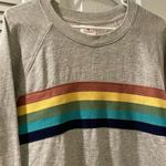 Sundry  Rainbow Stripe Sweatshirt size 0 Gray Multi Pullover Raglan Crewneck Photo 2