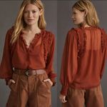 Free People Forever that girl Brown Ruffled Long Sleeve Blouse Photo 1