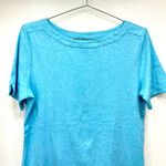 Chico's Chico’s Heathered Teal Wide Neck Short Sleeve 100% Cotton Tee Size 1 / Medium Photo 1