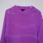 J.Crew AK177 100% Cotton Elbow Sleeve Crocheted Pullover Sweater in Purple Photo 3