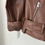 Old Navy  Brown Leather Jacket Asymmetrical Zipper Moto Style Photo 6