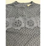 Ann Taylor LOFT Gray Lace Mosaic Floral Sheer Long Sleeve Mock Neck Blouse Top Size M Photo 9