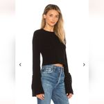 Lovers + Friends S Black Cropped Parkwood Sweater Bell Sleeves Bow Tie Detail Photo 3