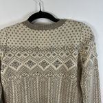Telluride Clothing Co Cardigan Women S Cream Lambswool Fair Isle Metallic Beaded Brown Photo 9