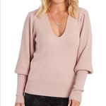 Free People  Ribbed V-neck ballet pink light blush pullover batwing sweater Photo 9