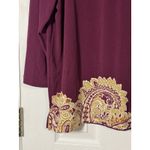 Alfred Dunner Maroon Long Sleeve Blouse, Tan/Brown Detail With Gold Studs, M Photo 2