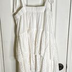 White Tiered Eyelet Dress with Tie Closures Size Medium Photo 6