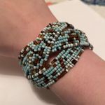 Women’s Cuff Stretchy / Adjustable Bead Costume Bracelet Blue / Brown Beaded Photo 6