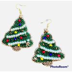 Handmade Caribbean Christmas Tree Earrings  Beaded Ornaments Island Vacat… Photo 1