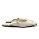 Lulus  Lavareta White Chain Pointed-Toe Loafer Slides Cream Off-White Size 7.5 Photo 8