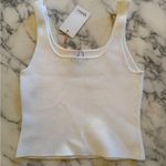 Quince NWT  Cropped Square Neck White Ribbed Tank Top Sz M Photo 5