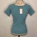 Wishlist NWT ruched ribbed sweetheart knit top dusty aqua junior large Photo 1