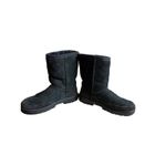 UGG  Australia Ultra Short 5225 Black Pull On Boots Sz 7 Suede Sheepskin Winter Photo 2
