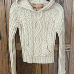 Abercrombie & Fitch VTG Y2K Cable Knit Hoodie Hooded Sweater Cream Medium Photo 0