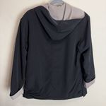 Gallery Women's Hooded Two Tone Raincoat Sz Small Removable Lining Black Beige Photo 3