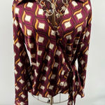 NWT cupcakes and cashmere maroon printed faux wrap blouse size Small Photo 0