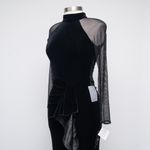 Betsy and Adam   - Valentina Long Velvet Mesh Illusion Sleeve Dress Photo 10