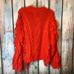 525 America  Orange Acrylic Fringe Sweater Size L Photo 7