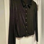 Princess Polly  Black Stretchy Snap Front Long Sleeve Collared Top Size 12 Photo 5