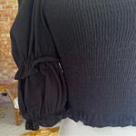 HYFVE Top Cropped Puff Sleeve Smocked Black S Trendy Romantic Feminine Chic Photo 4