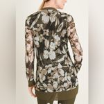 Chico's Chico’s Women's Camo-Floral Print Mesh Cardigan Ambered Olive NWT Size 2 (L) Photo 1