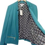 Chico's NWT Chico’s Long Sleeve Ponte Zip Pocket Jacket Goddess Green Size 2 | Large NEW Photo 5
