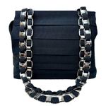 Salvatore Ferragamo Black Canvas Chain Link Shoulder Bag Photo 0