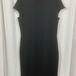 Peruvian Connection Black Pima Cotton Cap Sleeve Mock Neck Midi Dress Sz.M Photo 1