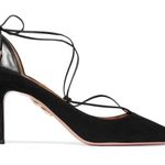 Aquazzura Fellini women’s leather-trimmed black suede pointed-toe pumps IT 37 Photo 2