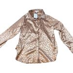 Leather And Linen Boutique Rose Gold Leopard Print Long Sleeve Button Up Medium Photo 0