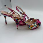 Nina  Floral Print Slingback Heels Womens 6M Multi Color Bow Stiletto Strap Party Photo 3