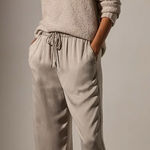 James Perse  Satin Wide Leg Pant in pigment putty size 3(large) Photo 0