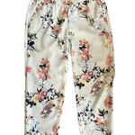 Loft Floral Elastic Waistband Ankle Pants Trousers Size XS Cream Colored Photo 0