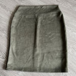 Renee C Skirt Womens Large Pencil Back Slit Faux Suede Olive Photo 0