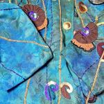 Indigo Moon Vintage Jacket/Blazer Womens Small Blue/Green Bohemian Embroidered Blue Photo 3