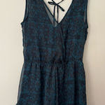 ASTR Medium Teal Black Floral Romper Tank Shorts Party NYE Lined Ruffle Photo 0