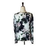 Club Monaco  White Floral Print Puff Bell‎ Sleeve Crew Neck Blouse Size S Photo 1