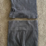 Aura  Grey Ribbed Short and Crop Top Set Photo 0