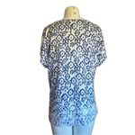 Chico's Chico’s Patterned Knit Top Tie Waist White Blue Yellow 2 L Large Photo 3