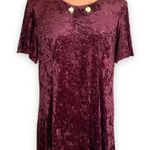 Vintage 90s Maxi Dress Burgundy Crushed Velvet Dark Floral Rosette Short Sleeve Red Size 14 Photo 7