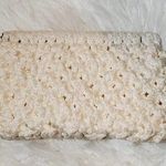 Vintage Cream Crocheted Clutch Handbag Purse Photo 0