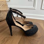 Thalia Sodi NWOB  Chace Black T-Strap Embellished Platform Stiletto Heels 12 Wide Photo 6