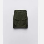 ZARA NWT  Mid Rise Midi Pocket Skirt 100% Cotton 3067/505 Mid-Khaki Green Photo 6