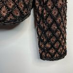 Adrianna Papell Vintage Evening Silk Beaded Embroidered Jacket Black Copper S Photo 5