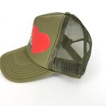Otto Trucker Hat Green with Stripes and Red Heart Photo 1