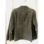 Style & Co Collection Genuine Suede Leather Blazer Jacket Size XL Olive Green Photo 1