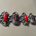 Vintage Selro Selini Bracelet MCM Red Black Enamel Lady Princess Faces Large Photo 8