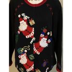 Heirloom Collectibles Peeking Santa’s Women's Ugly Christmas Sweater SZ L EUC Black Size L Photo 3