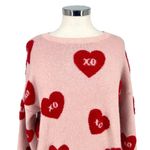 Pink Rose XO Heart Knit Sweater Soft Valentine Pullover Pink Red Size Small Photo 1